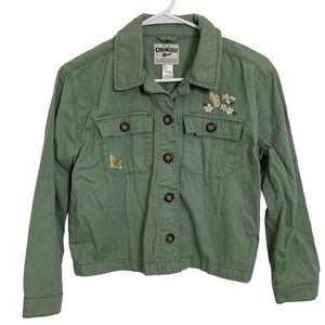 Oshkosh Girls Size 14 Button Front Shirt Shacket Jacket Embroidered Butterfly